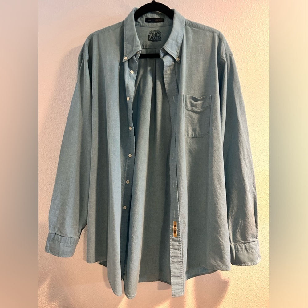 BD Baggies Casual Light Blue Button Down Shirt Size Large